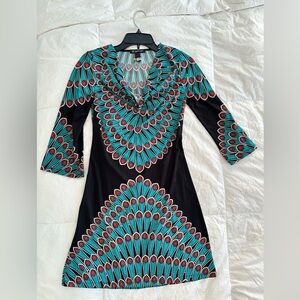 INC International Concepts Teal and Pink Geometric Dress